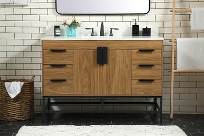 Elegant Furniture & Lighting - Eugene 48 inch Single bathroom vanity in walnut brown with backsplash - VF488W48WB-BS veiw 2