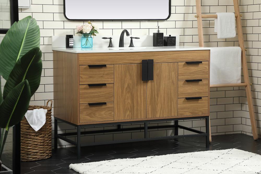 Elegant Furniture & Lighting - Eugene 48 inch Single bathroom vanity in walnut brown with backsplash - VF488W48WB-BS veiw 3