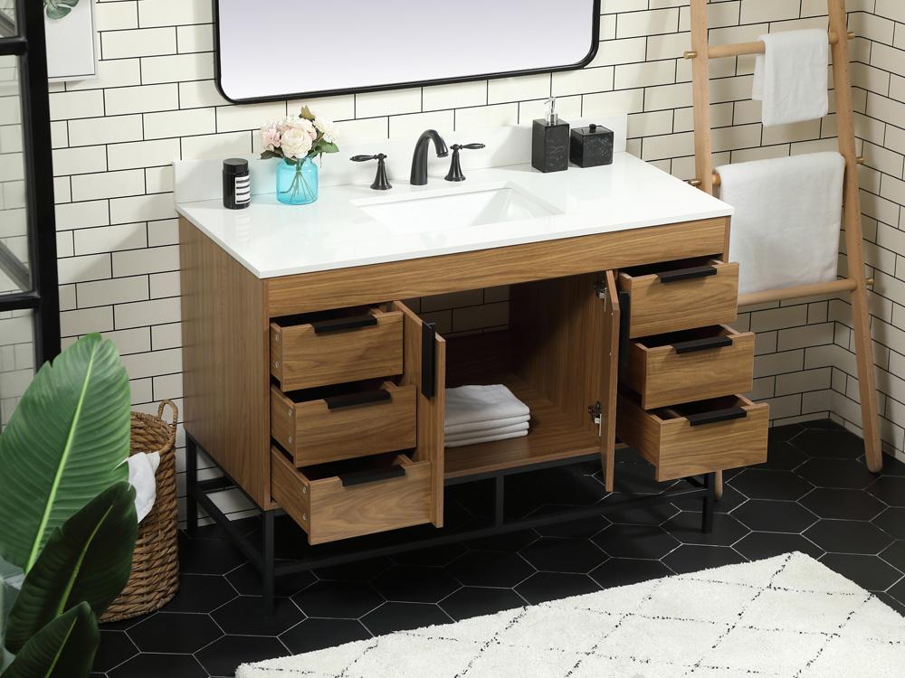 Elegant Furniture & Lighting - Eugene 48 inch Single bathroom vanity in walnut brown with backsplash - VF488W48WB-BS veiw 4