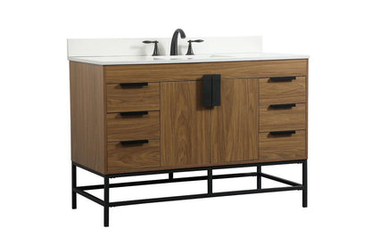 Elegant Furniture & Lighting - Eugene 48 inch Single bathroom vanity in walnut brown with backsplash - VF488W48WB-BS veiw 8