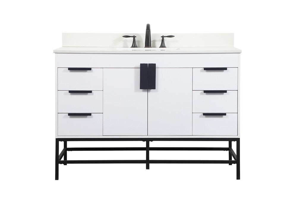 Elegant Furniture & Lighting - Eugene 48 inch Single bathroom vanity in white with backsplash - VF488W48MWH-BS veiw 1