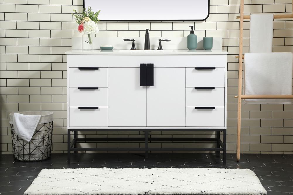 Elegant Furniture & Lighting - Eugene 48 inch Single bathroom vanity in white with backsplash - VF488W48MWH-BS veiw 2