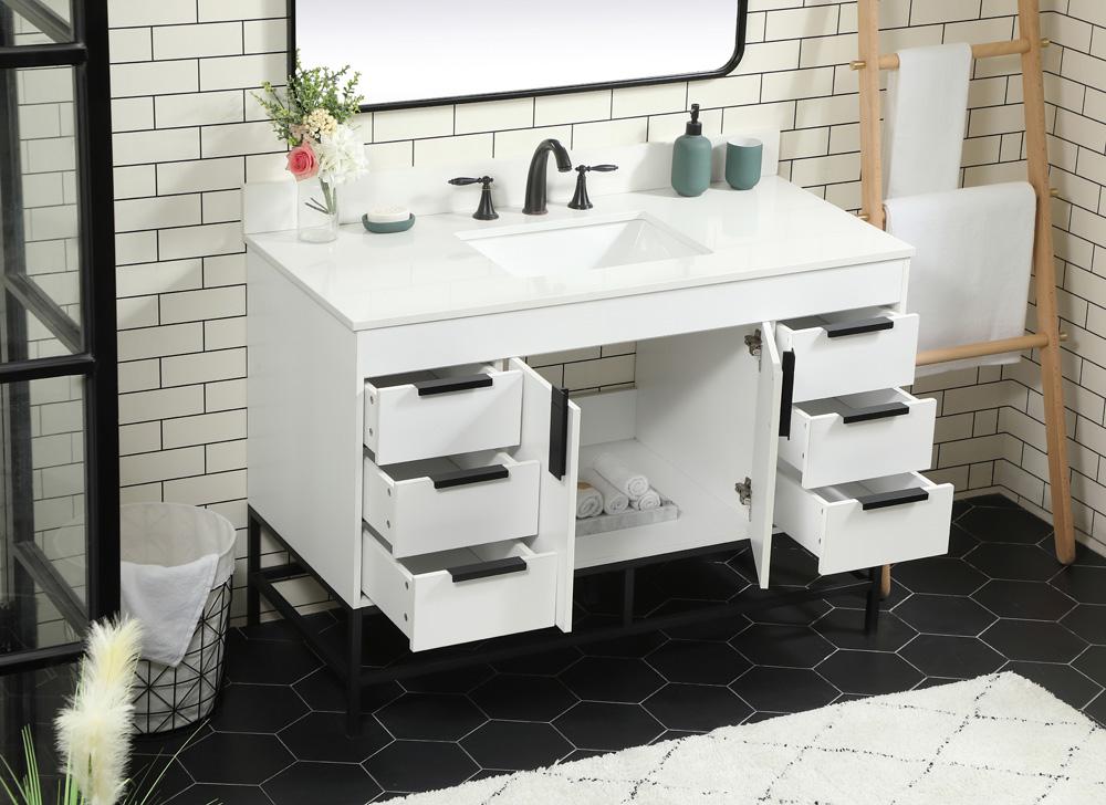 Elegant Furniture & Lighting - Eugene 48 inch Single bathroom vanity in white with backsplash - VF488W48MWH-BS veiw 4