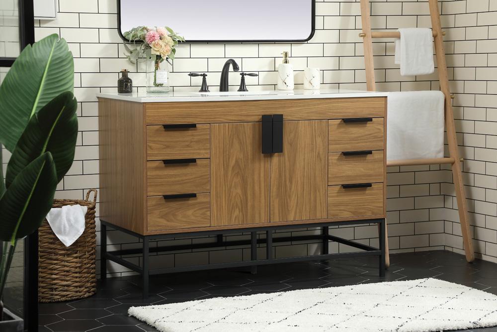 Elegant Furniture & Lighting - Eugene 48 inch Single bathroom vanity in walnut brown - VF488W48WB veiw 3