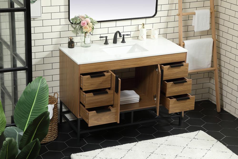 Elegant Furniture & Lighting - Eugene 48 inch Single bathroom vanity in walnut brown - VF488W48WB veiw 4