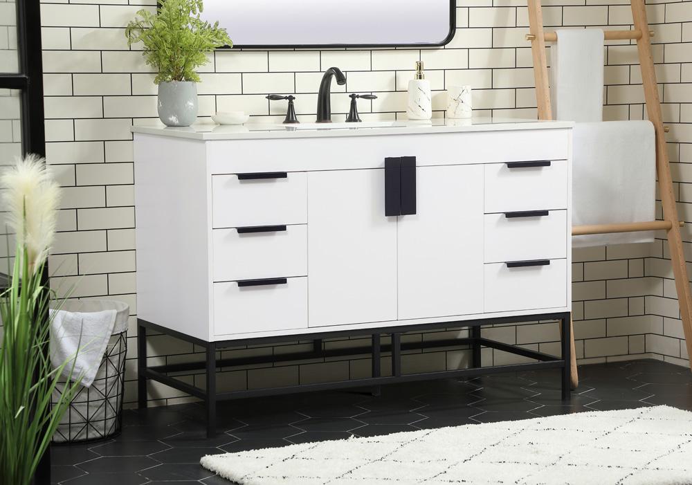 Elegant Furniture & Lighting - Eugene 48 inch Single bathroom vanity in white - VF488W48MWH veiw 3