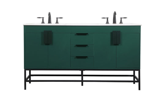 Elegant Furniture & Lighting - Eugene 60 inch double bathroom vanity in green - VF48860DMGN veiw 1