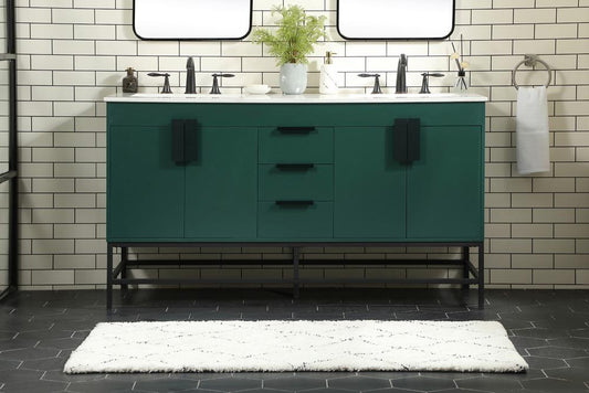Elegant Furniture & Lighting - Eugene 60 inch double bathroom vanity in green - VF48860DMGN veiw 2