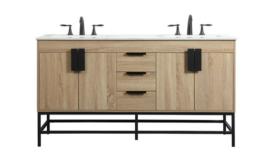 Elegant Furniture & Lighting - Eugene 60 inch double bathroom vanity in mango wood - VF48860DMW veiw 1