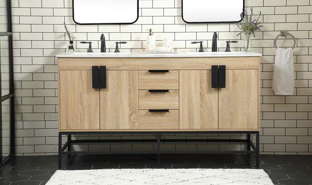 Elegant Furniture & Lighting - Eugene 60 inch double bathroom vanity in mango wood - VF48860DMW veiw 2