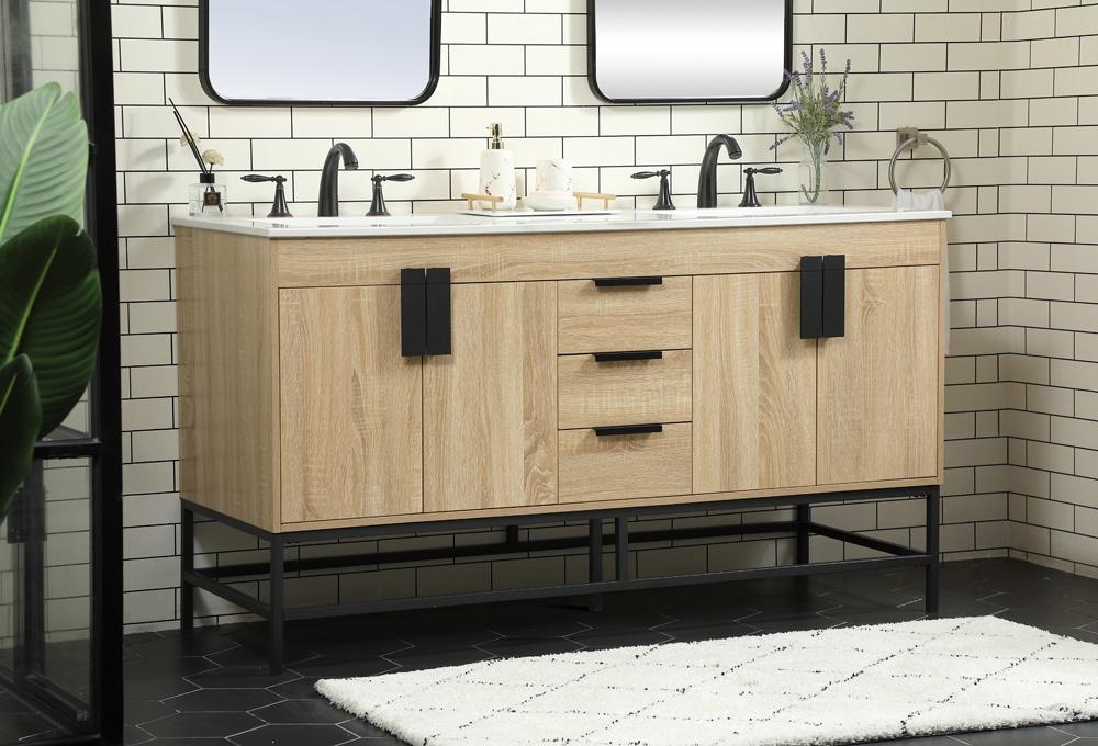 Elegant Furniture & Lighting - Eugene 60 inch double bathroom vanity in mango wood - VF48860DMW veiw 3