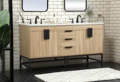 Elegant Furniture & Lighting - Eugene 60 inch double bathroom vanity in mango wood - VF48860DMW veiw 3