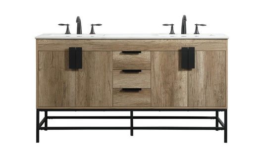 Elegant Furniture & Lighting - Eugene 60 inch double bathroom vanity in natural oak - VF48860DNT veiw 1