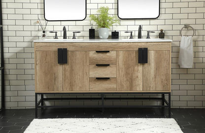 Elegant Furniture & Lighting - Eugene 60 inch double bathroom vanity in natural oak - VF48860DNT veiw 3