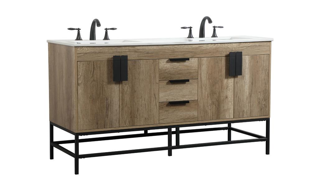 Elegant Furniture & Lighting - Eugene 60 inch double bathroom vanity in natural oak - VF48860DNT veiw 8