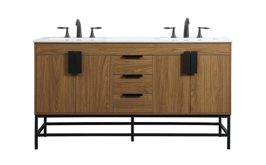Elegant Furniture & Lighting - Eugene 60 inch double bathroom vanity in walnut brown - VF48860DWB veiw 1