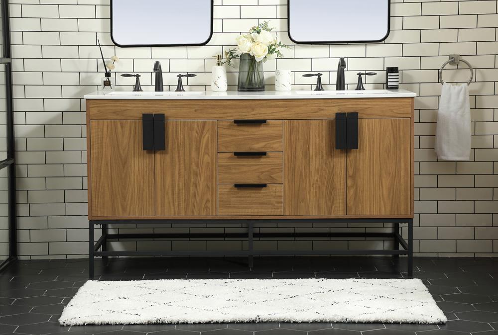 Elegant Furniture & Lighting - Eugene 60 inch double bathroom vanity in walnut brown - VF48860DWB veiw 2