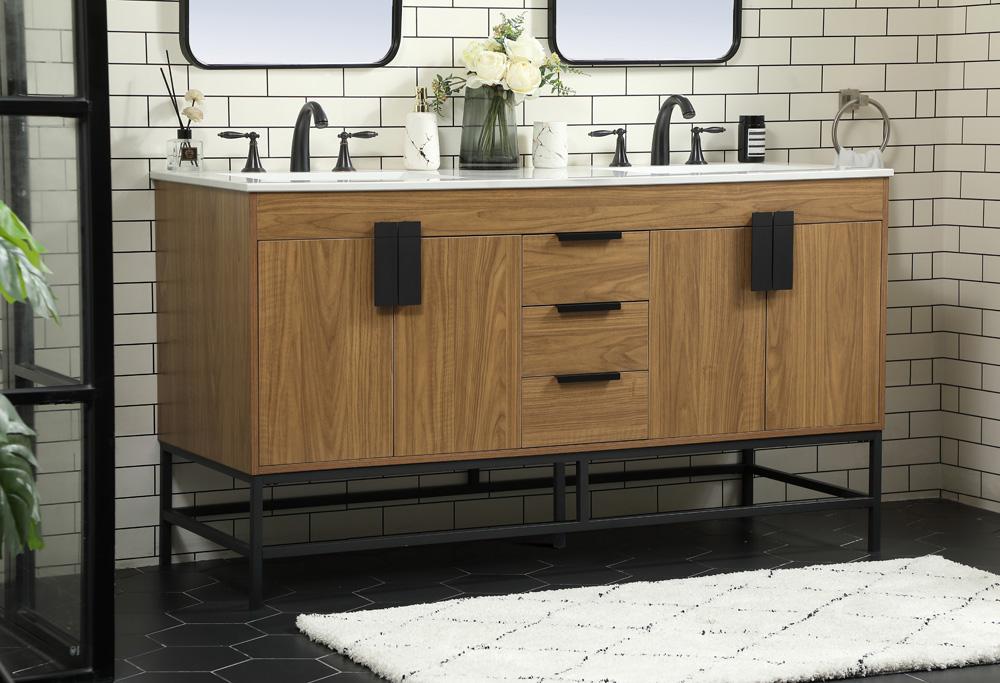 Elegant Furniture & Lighting - Eugene 60 inch double bathroom vanity in walnut brown - VF48860DWB veiw 3