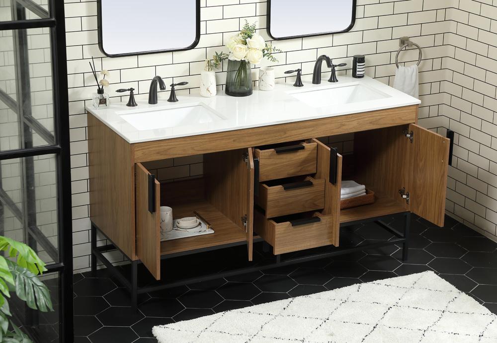 Elegant Furniture & Lighting - Eugene 60 inch double bathroom vanity in walnut brown - VF48860DWB veiw 4
