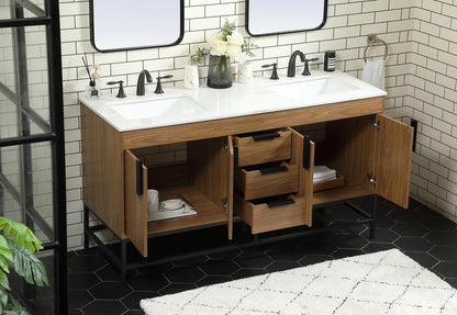 Elegant Furniture & Lighting - Eugene 60 inch double bathroom vanity in walnut brown - VF48860DWB veiw 4