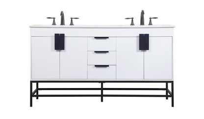 Elegant Furniture & Lighting - Eugene 60 inch double bathroom vanity in white - VF48860DMWH veiw 1