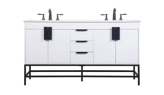 Elegant Furniture & Lighting - Eugene 60 inch double bathroom vanity in white - VF48860DMWH veiw 1