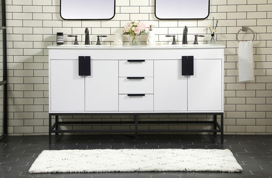 Elegant Furniture & Lighting - Eugene 60 inch double bathroom vanity in white - VF48860DMWH veiw 2