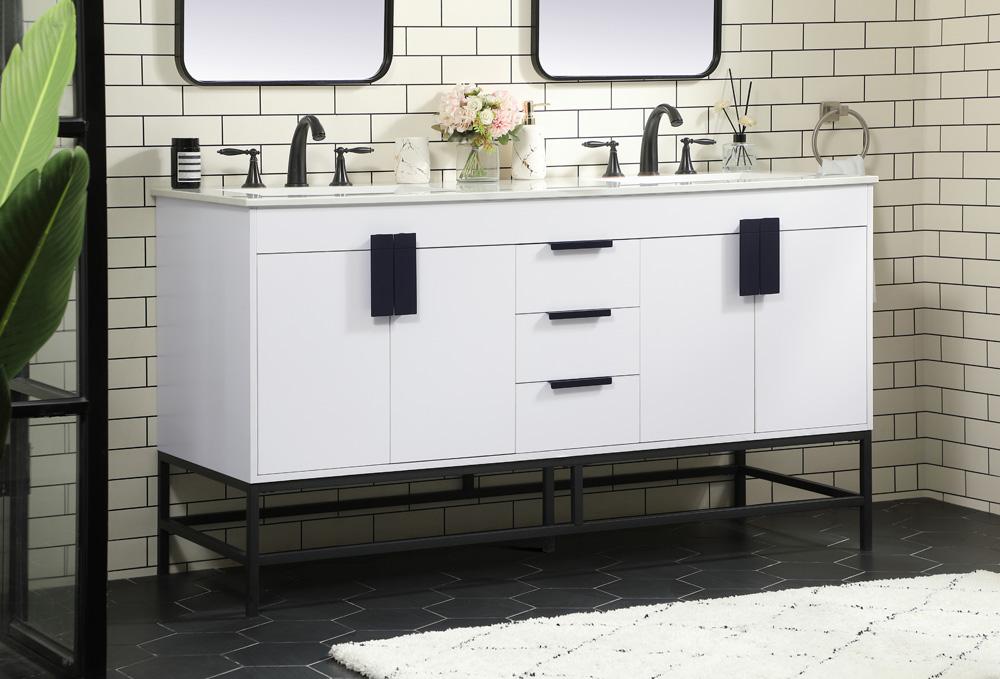 Elegant Furniture & Lighting - Eugene 60 inch double bathroom vanity in white - VF48860DMWH veiw 3