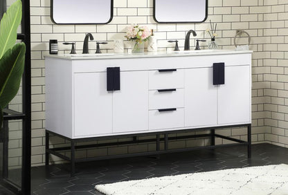 Elegant Furniture & Lighting - Eugene 60 inch double bathroom vanity in white - VF48860DMWH veiw 3