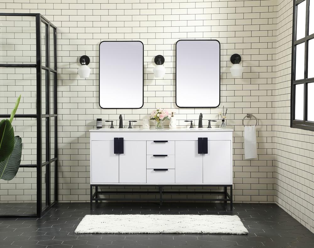 Elegant Furniture & Lighting - Eugene 60 inch double bathroom vanity in white - VF48860DMWH veiw 5