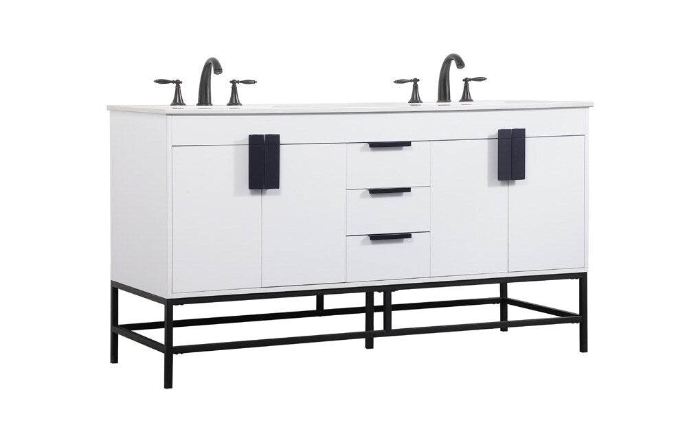 Elegant Furniture & Lighting - Eugene 60 inch double bathroom vanity in white - VF48860DMWH veiw 8