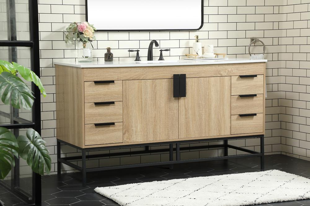 Elegant Furniture & Lighting - Eugene 60 inch Single bathroom vanity in mango wood - VF48860MW veiw 3