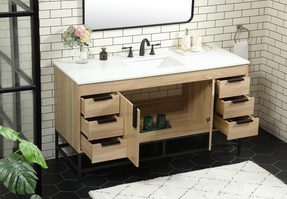 Elegant Furniture & Lighting - Eugene 60 inch Single bathroom vanity in mango wood - VF48860MW veiw 4