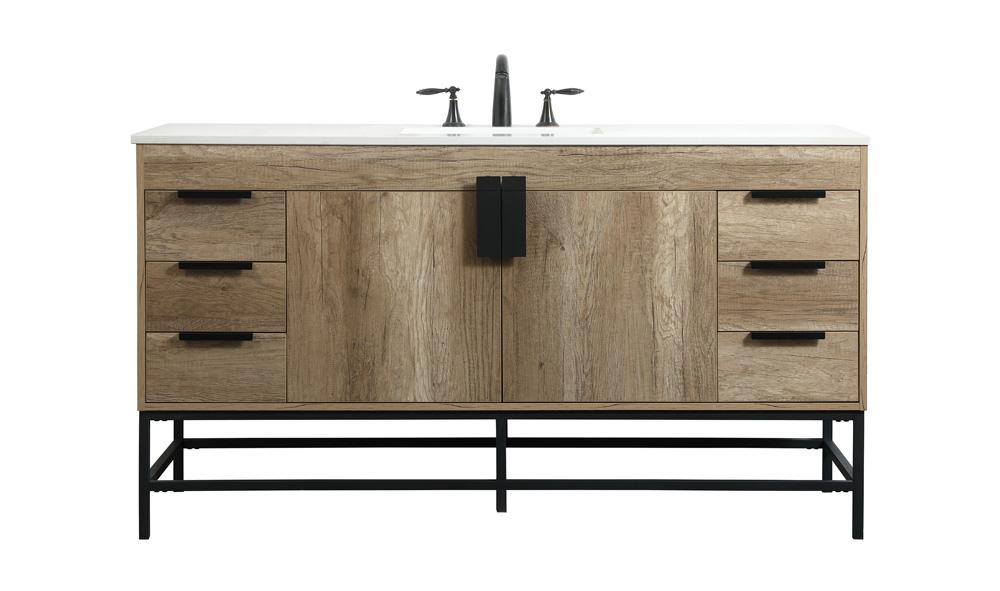 Elegant Furniture & Lighting - Eugene 60 inch Single bathroom vanity in natural oak - VF48860NT veiw 1