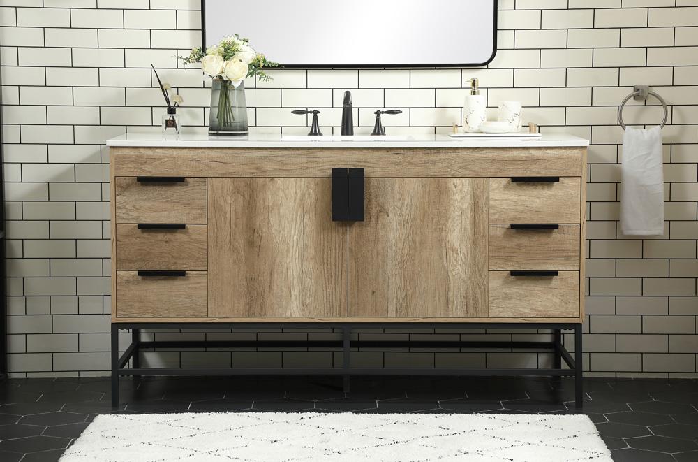 Elegant Furniture & Lighting - Eugene 60 inch Single bathroom vanity in natural oak - VF48860NT veiw 2