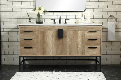 Elegant Furniture & Lighting - Eugene 60 inch Single bathroom vanity in natural oak - VF48860NT veiw 2