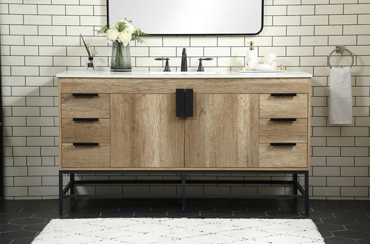 Elegant Furniture & Lighting - Eugene 60 inch Single bathroom vanity in natural oak - VF48860NT veiw 2