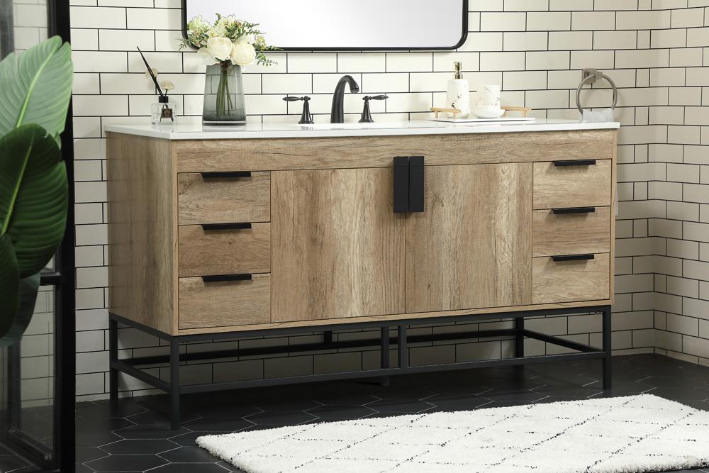 Elegant Furniture & Lighting - Eugene 60 inch Single bathroom vanity in natural oak - VF48860NT veiw 3