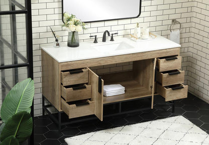 Elegant Furniture & Lighting - Eugene 60 inch Single bathroom vanity in natural oak - VF48860NT veiw 4
