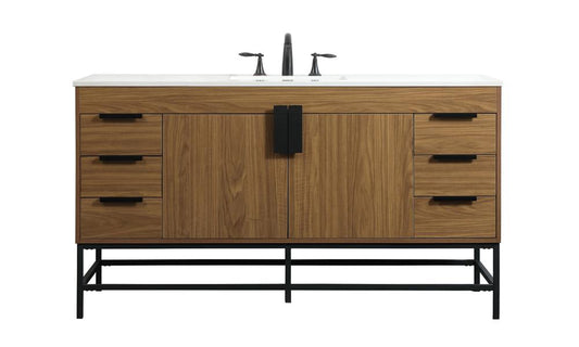 Elegant Furniture & Lighting - Eugene 60 inch Single bathroom vanity in walnut brown - VF48860WB veiw 1