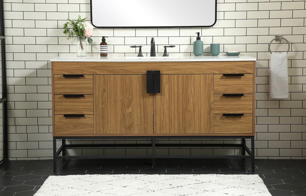 Elegant Furniture & Lighting - Eugene 60 inch Single bathroom vanity in walnut brown - VF48860WB veiw 2