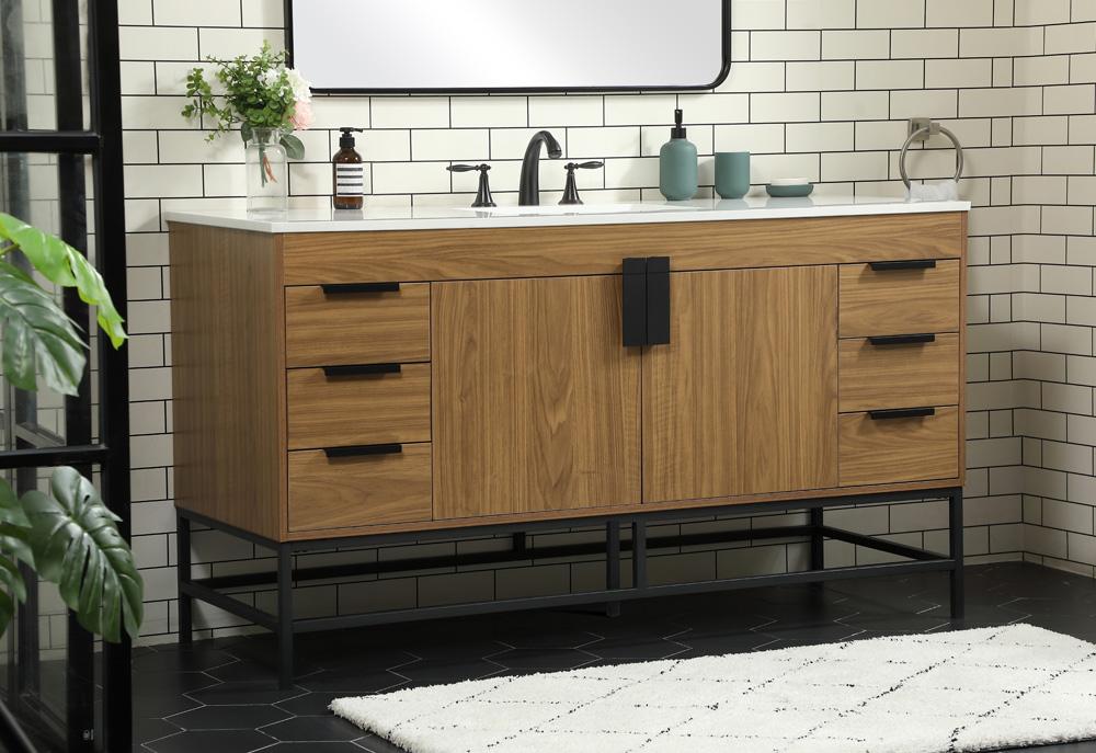 Elegant Furniture & Lighting - Eugene 60 inch Single bathroom vanity in walnut brown - VF48860WB veiw 3