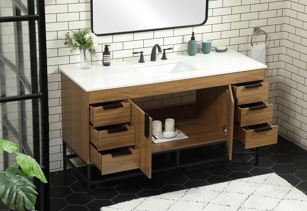 Elegant Furniture & Lighting - Eugene 60 inch Single bathroom vanity in walnut brown - VF48860WB veiw 4