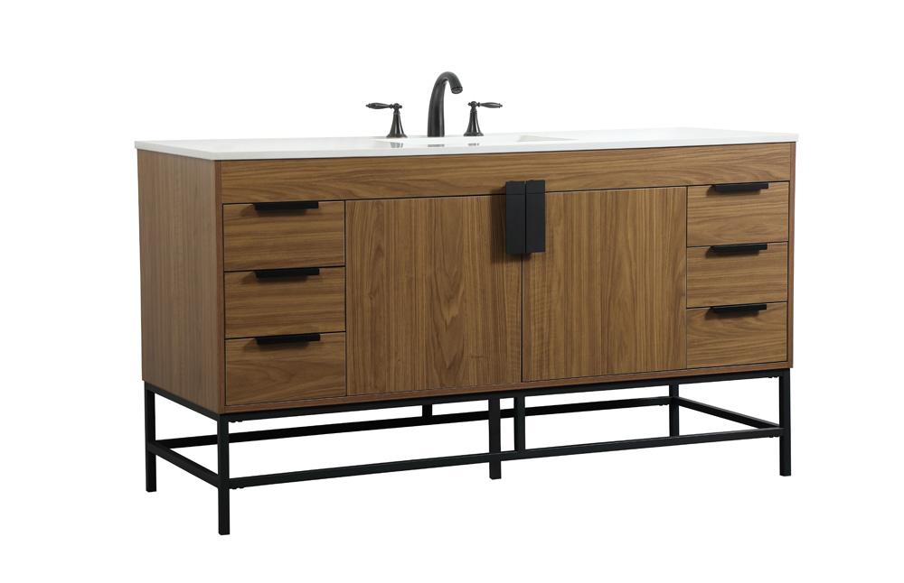 Elegant Furniture & Lighting - Eugene 60 inch Single bathroom vanity in walnut brown - VF48860WB veiw 8