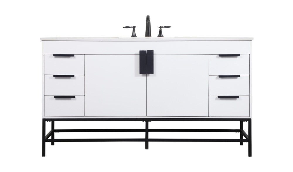 Elegant Furniture & Lighting - Eugene 60 inch Single bathroom vanity in white - VF48860MWH veiw 1