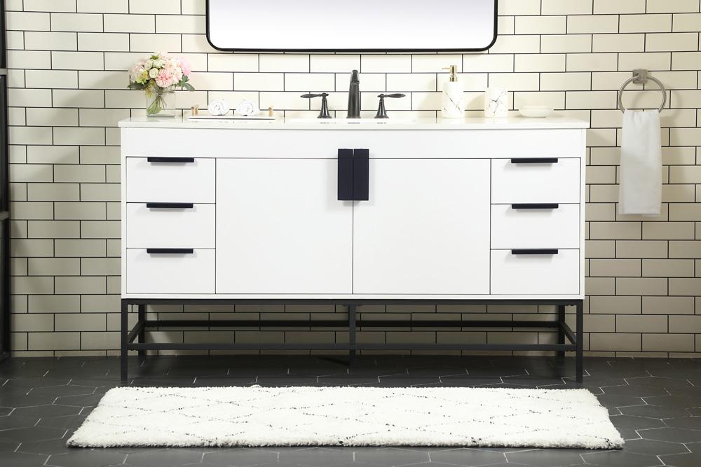 Elegant Furniture & Lighting - Eugene 60 inch Single bathroom vanity in white - VF48860MWH veiw 2