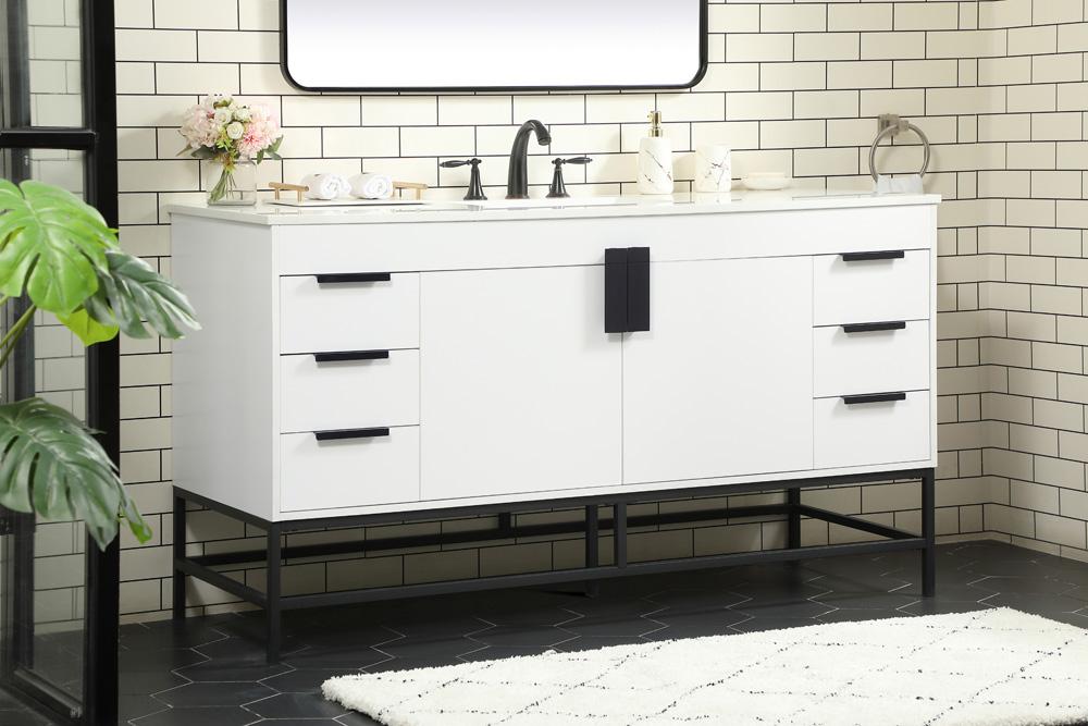 Elegant Furniture & Lighting - Eugene 60 inch Single bathroom vanity in white - VF48860MWH veiw 3