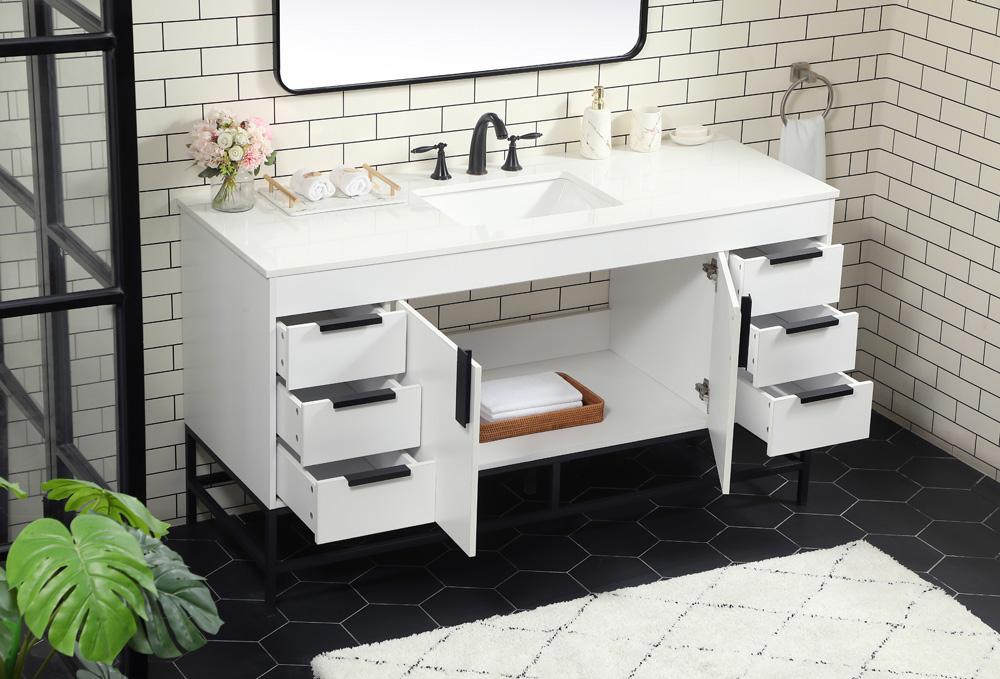 Elegant Furniture & Lighting - Eugene 60 inch Single bathroom vanity in white - VF48860MWH veiw 4
