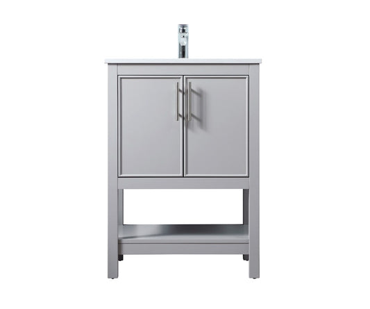 Elegant Furniture & Lighting - Everett 24 Inch SIngle Bathroom Vanity In Grey - VF26624GR veiw 1