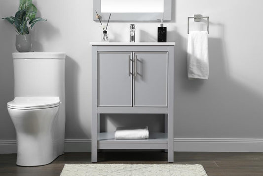 Elegant Furniture & Lighting - Everett 24 Inch SIngle Bathroom Vanity In Grey - VF26624GR veiw 2